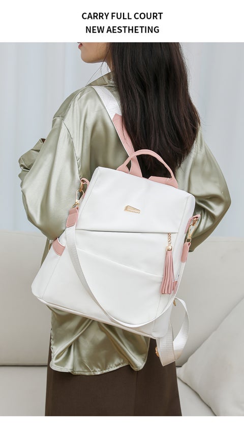 Simple Solid Color Backpack Women'S New Fashion Travel Backpack Dual-Purpose Girls Large Capacity Casual Women'S Schoolbag